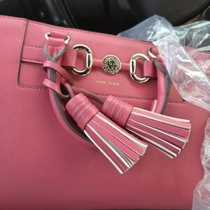 Anne Klein Vibrant Pink Shoulder Bag with Tassels